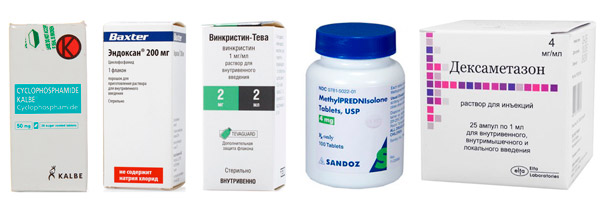 препараты для консервативного лечения ангиомы: Циклофосфамид, Эндоксан, Винкристин, Метилпреднизолон, Дексаметазон