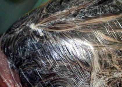 Обработанные волосы под целлофаном