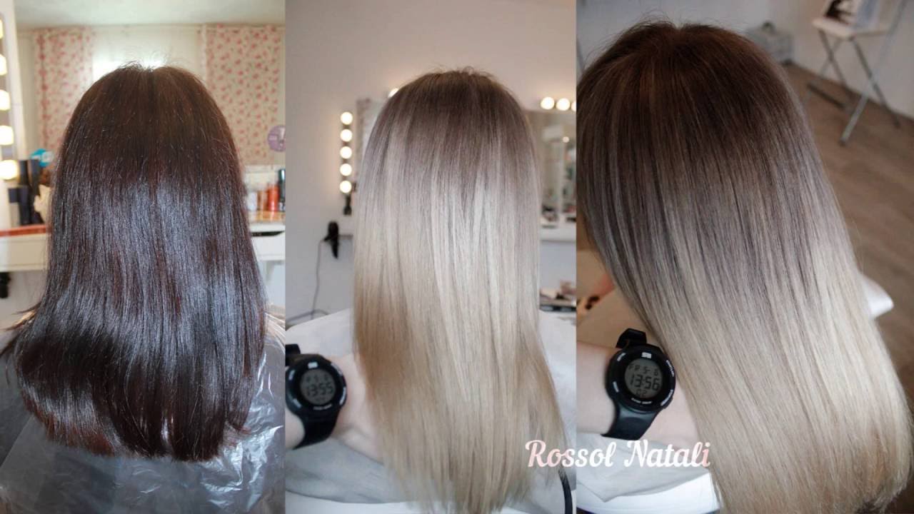 Окрашивание волос из темного в русый фото до и после фото