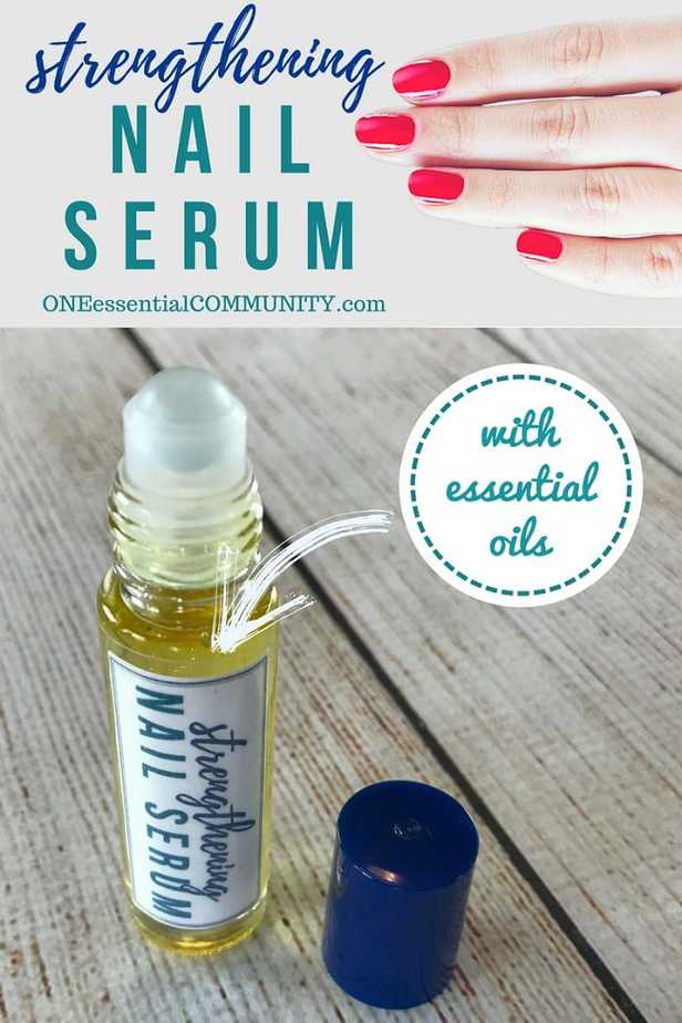 DIY essential oil nail serum for dry, weak, brittle fingernails. Nourishes, strengthens, stimulates healthy nail growth. And it restores moisture to make nails more flexible and resilient. essential oil recipe, essential oil DIY, essential oils for nails, doTERRA, Young Living