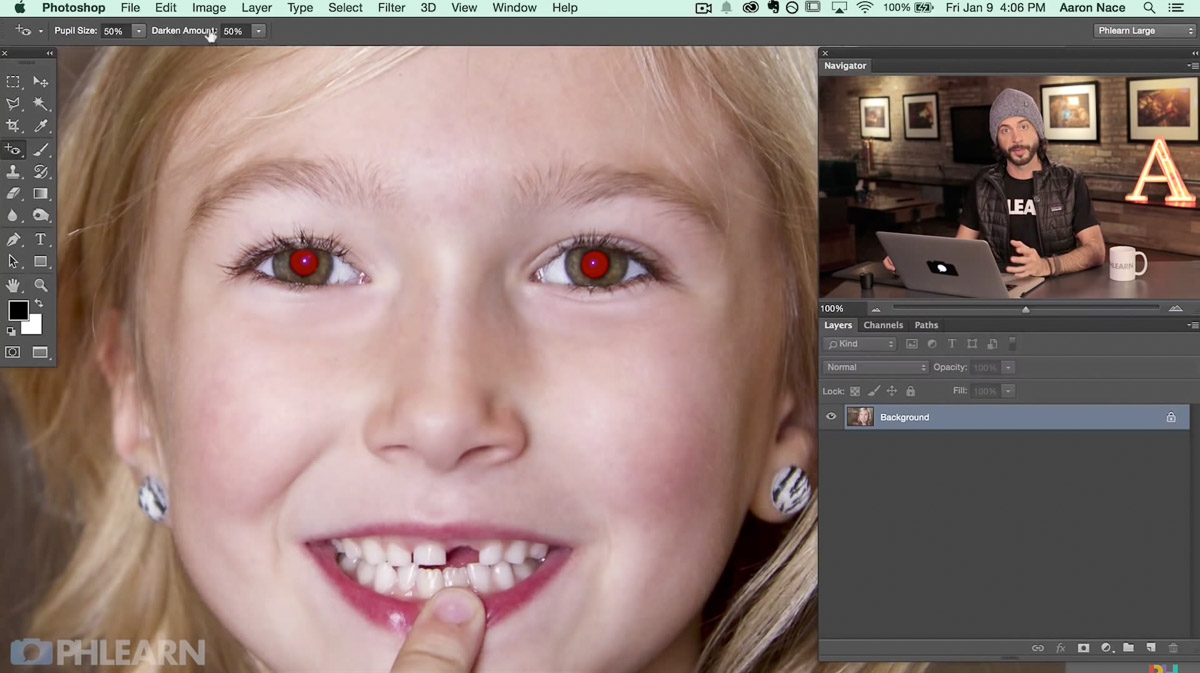 remove red eye tutorial